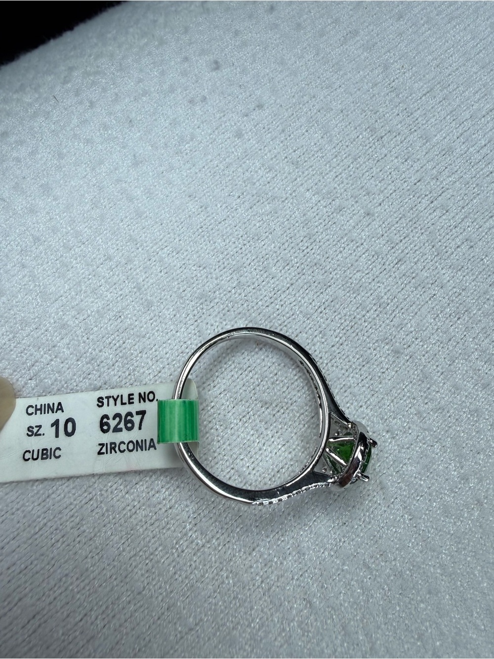 Green Cubic Zirconia Halo Ring - Size 10 - Picture 4 of 4